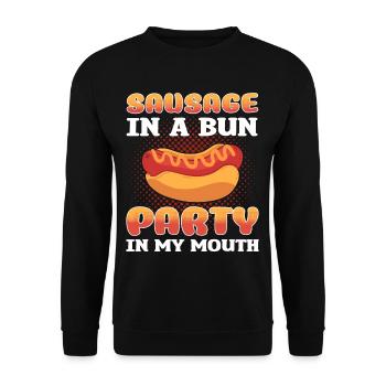 Sausage in a Bun, Party in My Mouth Hot Dog - Unisex Sweatshirt - black - Front - Alina (178cm) & Michal (187cm)