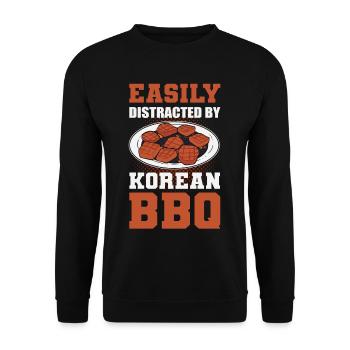 Easily Distracted By Korean BBQ Traditional Asian - Unisex Sweatshirt - black - Front - Alina (178cm) & Michal (187cm)