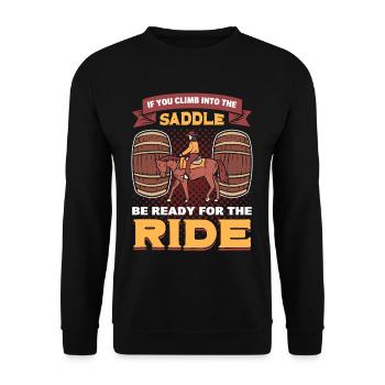 Rodeo Bullriding Western Pferd Show Jumping Bull - Unisex Pullover - Schwarz - Vorne - Alina (178cm) & Michal (187cm)