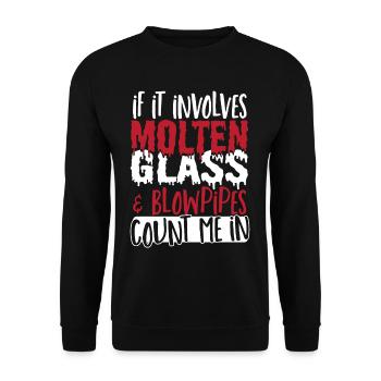If It Involves Glass & Blowpipes Count Me In - Unisex Sweatshirt - black - Front - Alina (178cm) & Michal (187cm)