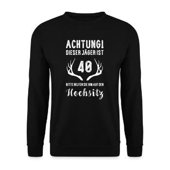 Jäger über 40 I Motiv für Jäger & Weidmann zum - Unisex Pullover - Schwarz - Vorne - Alina (178cm) & Michal (187cm)