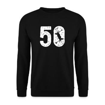 Jäger über 50 I Motiv für Jäger & Weidmann zum - Unisex Pullover - Schwarz - Vorne - Alina (178cm) & Michal (187cm)