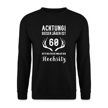 Jäger über 60 I Motiv für Jäger & Weidmann zum - Unisex Pullover - Schwarz - Vorne - Alina (178cm) & Michal (187cm)