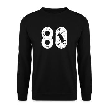 Jäger über 80 I Motiv für Jäger & Weidmann zum - Unisex Pullover - Schwarz - Vorne - Alina (178cm) & Michal (187cm)