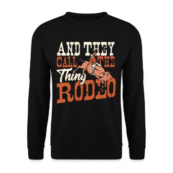 Rodeo Bullriding Western Horseriding Show Reiten - Unisex Pullover - Schwarz - Vorne - Alina (178cm) & Michal (187cm)