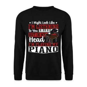 In My Head I’m Playing My Piano Piano Player - Unisex Sweatshirt - black - Front - Alina (178cm) & Michal (187cm)