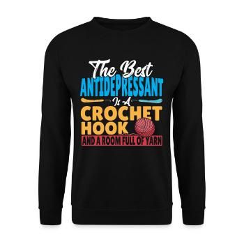 Best AntiDepressant Is A Crochet Hook And Yarn - Unisex Pullover - Schwarz - Vorne - Alina (178cm) & Michal (187cm)