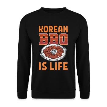 Korean BBQ Is Life Traditional Asian Cuisine KBBQ - Unisex Sweatshirt - black - Front - Alina (178cm) & Michal (187cm)
