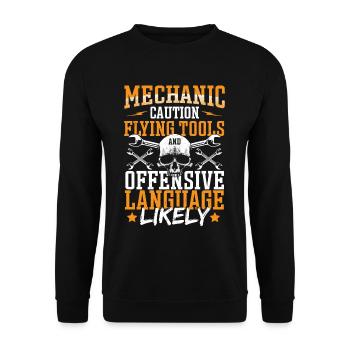 Mechanic Flying Tools And Offensive Language Car - Unisex Sweatshirt - black - Front - Alina (178cm) & Michal (187cm)
