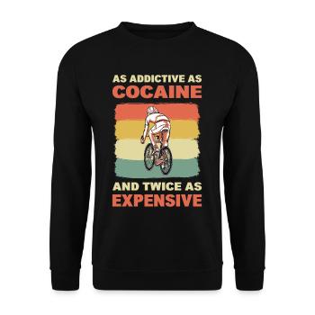 As Addictive As Cocaine MTB Mountain Biking - Unisex Sweatshirt - black - Front - Alina (178cm) & Michal (187cm)