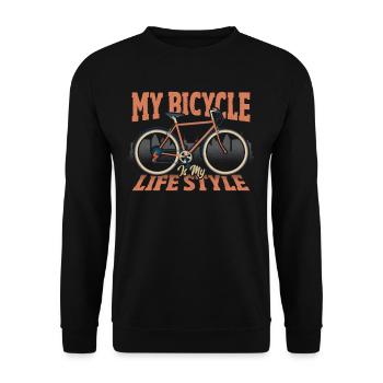 My Bicycle Is My Life Style Bicycling Biker - Unisex Sweatshirt - black - Front - Alina (178cm) & Michal (187cm)