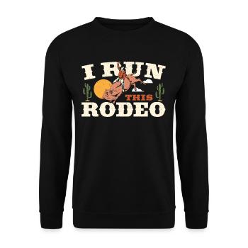 Rodeo Bullriding Western Horse Riding Hors - Unisex Pullover - Schwarz - Vorne - Alina (178cm) & Michal (187cm)