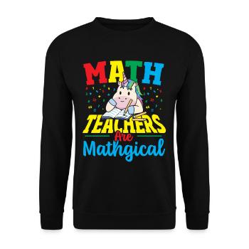 Math Teachers Are Mathgical Math Teacher - Unisex Pullover - Schwarz - Vorne - Alina (178cm) & Michal (187cm)