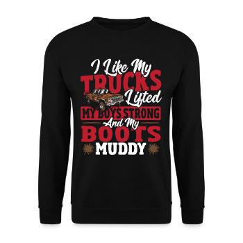 I Like My Trucks Lifted My Boys Strong Lifted - Unisex Sweatshirt - black - Front - Alina (178cm) & Michal (187cm)