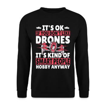 Drohne Fliegen Drohnenfliegen Drohnenpilot - Unisex Pullover - Schwarz - Vorne - Alina (178cm) & Michal (187cm)
