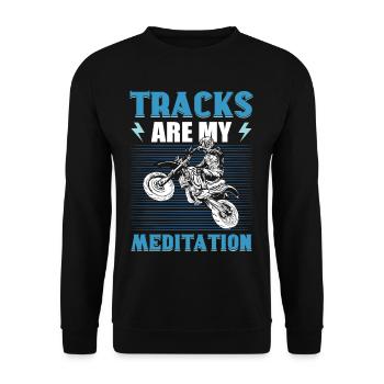 Tracks Are My Meditation Motocross Dirt Bike - Unisex Sweatshirt - black - Front - Alina (178cm) & Michal (187cm)