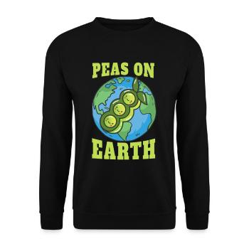 Peas On Earth Pun Peace World Globe Earth Day - Unisex Pullover - Schwarz - Vorne - Alina (178cm) & Michal (187cm)