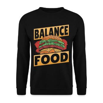 Balance Food Hamburger Fast Food Lover - Unisex Sweatshirt - black - Front - Alina (178cm) & Michal (187cm)