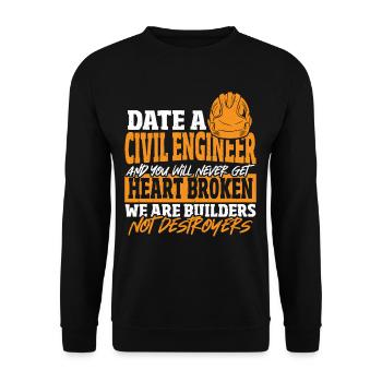 Date Civil Engineer Never Get Heart Broken Civil - Unisex Sweatshirt - black - Front - Alina (178cm) & Michal (187cm)