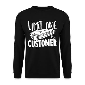 Limit One Per Customer Funeral Director Mortuary - Unisex Sweatshirt - black - Front - Alina (178cm) & Michal (187cm)