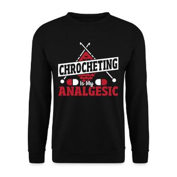Chrocheting Is My Analgesic Crocheting Crochet - Unisex Pullover - Schwarz - Vorne - Alina (178cm) & Michal (187cm)