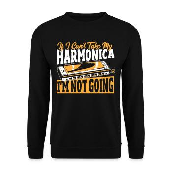Harmonica Orgue à bouche Harmoniciste Joueur d’harmonica - Sweat-shirt Unisexe - noir - Devant - Alina (178cm) & Michal (187cm)
