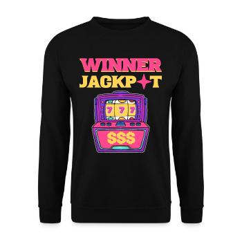 Winner Jackpot Lucky Slot Machine - Unisex Sweatshirt - black - Front - Alina (178cm) & Michal (187cm)