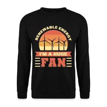 Erneuerbare Energie Big Fan Pro-Klima Erneuerbar - Unisex Pullover - Schwarz - Vorne - Alina (178cm) & Michal (187cm)