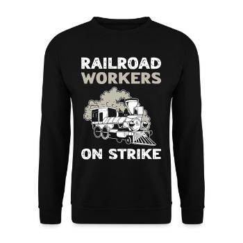 Eisenbahn Eisenbahnfan Zug Zugliebhaber Bahn - Unisex Pullover - Schwarz - Vorne - Alina (178cm) & Michal (187cm)
