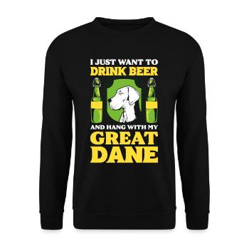 I Just Want To Drink Beer And Hang With My Great - Unisex Pullover - Schwarz - Vorne - Alina (178cm) & Michal (187cm)