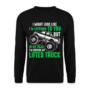 I Might Look Like I'm Listening To You Lifted - Unisex Sweatshirt - black - Front - Alina (178cm) & Michal (187cm)