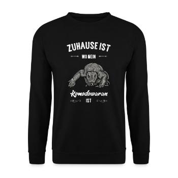 Komodowaran I Komododrache Motiv für Reptilien - Unisex Pullover - Schwarz - Vorne - Alina (178cm) & Michal (187cm)