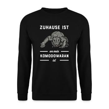 Komodowaran I Komododrache Motiv für Reptilien - Unisex Pullover - Schwarz - Vorne - Alina (178cm) & Michal (187cm)