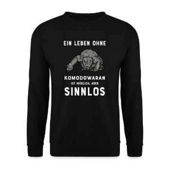Komodowaran I Komododrache Motiv für Reptilien - Unisex Pullover - Schwarz - Vorne - Alina (178cm) & Michal (187cm)
