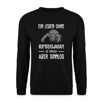 Komodowaran I Komododrache Motiv für Reptilien - Unisex Pullover - Schwarz - Vorne - Alina (178cm) & Michal (187cm)