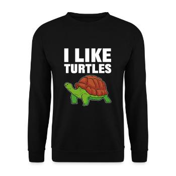 I like Turtles Sea Turtle - Unisex Pullover - Schwarz - Vorne - Alina (178cm) & Michal (187cm)