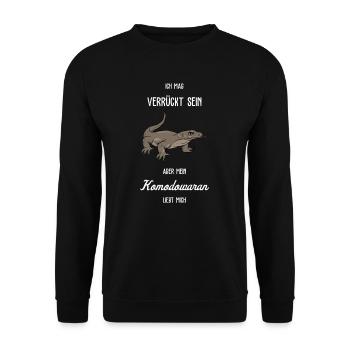 Komodowaran I Komododrache Motiv für Reptilien - Unisex Pullover - Schwarz - Vorne - Alina (178cm) & Michal (187cm)