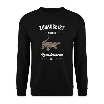 Komodowaran I Komododrache Motiv für Reptilien - Unisex Pullover - Schwarz - Vorne - Alina (178cm) & Michal (187cm)