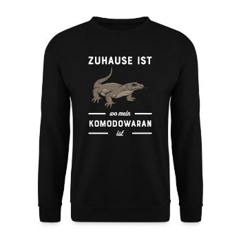 Komodowaran I Komododrache Motiv für Reptilien - Unisex Pullover - Schwarz - Vorne - Alina (178cm) & Michal (187cm)