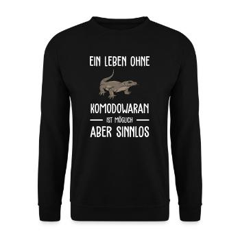Komodowaran I Komododrache Motiv für Reptilien - Unisex Pullover - Schwarz - Vorne - Alina (178cm) & Michal (187cm)