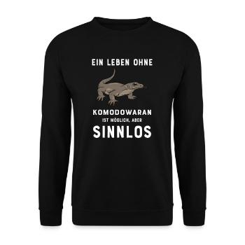 Komodowaran I Komododrache Motiv für Reptilien - Unisex Pullover - Schwarz - Vorne - Alina (178cm) & Michal (187cm)