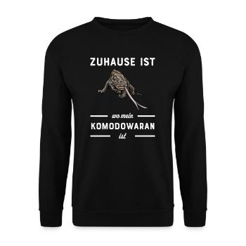 Komodowaran I Komododrache Motiv für Reptilien - Unisex Pullover - Schwarz - Vorne - Alina (178cm) & Michal (187cm)