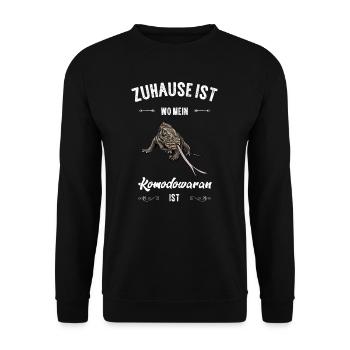 Komodowaran I Komododrache Motiv für Reptilien - Unisex Pullover - Schwarz - Vorne - Alina (178cm) & Michal (187cm)