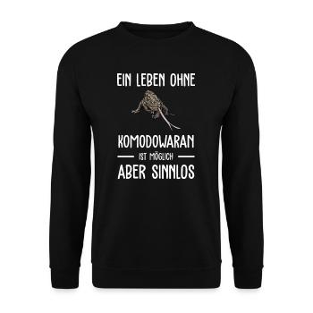 Komodowaran I Komododrache Motiv für Reptilien - Unisex Pullover - Schwarz - Vorne - Alina (178cm) & Michal (187cm)