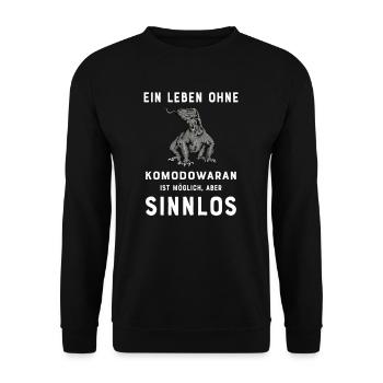 Komodowaran I Komododrache Motiv für Reptilien - Unisex Pullover - Schwarz - Vorne - Alina (178cm) & Michal (187cm)