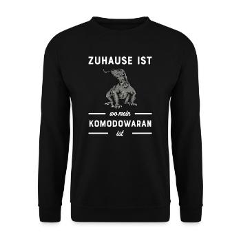 Komodowaran I Komododrache Motiv für Reptilien - Unisex Pullover - Schwarz - Vorne - Alina (178cm) & Michal (187cm)