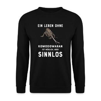 Komodowaran I Komododrache Motiv für Reptilien - Unisex Pullover - Schwarz - Vorne - Alina (178cm) & Michal (187cm)