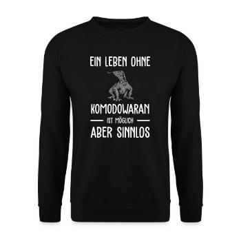 Komodowaran I Komododrache Motiv für Reptilien - Unisex Pullover - Schwarz - Vorne - Alina (178cm) & Michal (187cm)