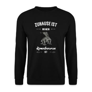 Komodowaran I Komododrache Motiv für Reptilien - Unisex Pullover - Schwarz - Vorne - Alina (178cm) & Michal (187cm)