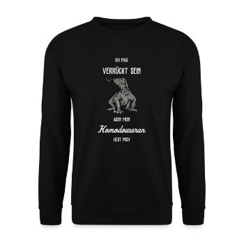 Komodowaran I Komododrache Motiv für Reptilien - Unisex Pullover - Schwarz - Vorne - Alina (178cm) & Michal (187cm)